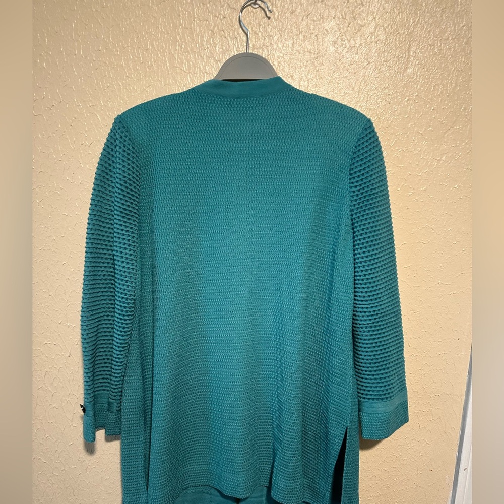 MISOOK Sweater Cardigan Teal Work Career Office Classic‎ Open Front Size Medium - Picture 2 of 6